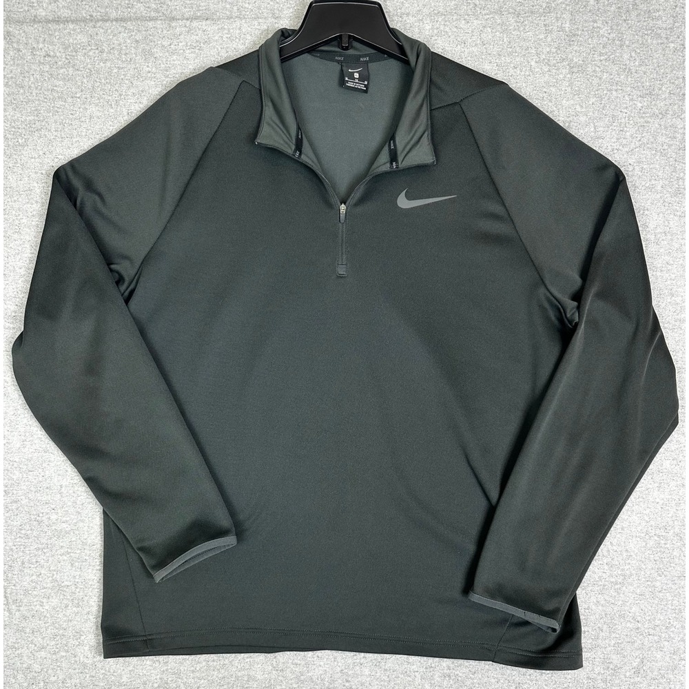 Nike Quarter Zip Pullover Mens XL Gray Fleece Lined Raglan Sleeve
